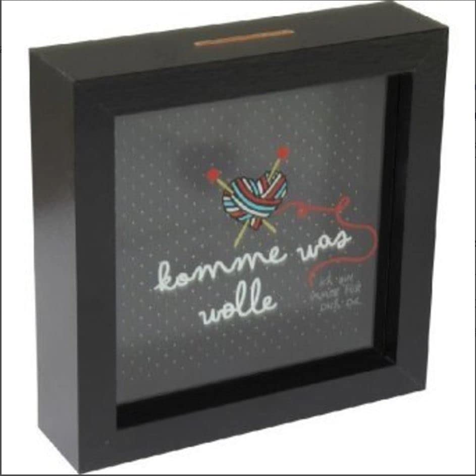 Salvadanaio In Legno Con Scritta Tedesca – 15x15x4 Cm, Con Finestrella In Vetro