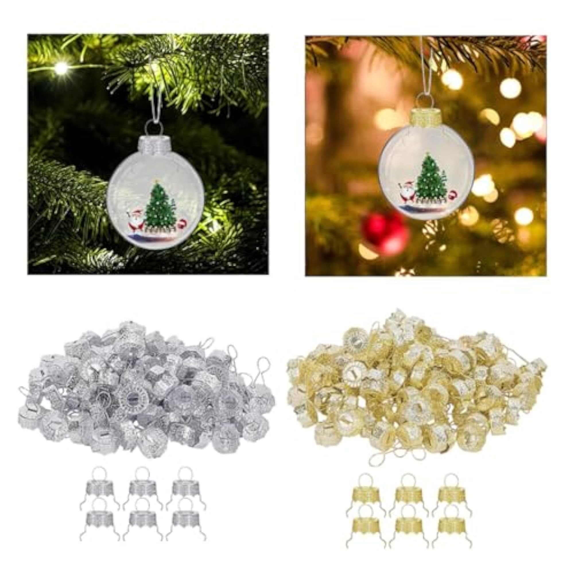 50x Ornament Tops Caps Replacement Hangers Silver