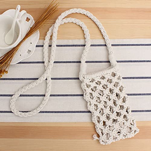 Small Cotton Rope Crossbody Phone Bag, Solid Color Hollow-out Woven Crochet Lightweight Shoulder Handbag2