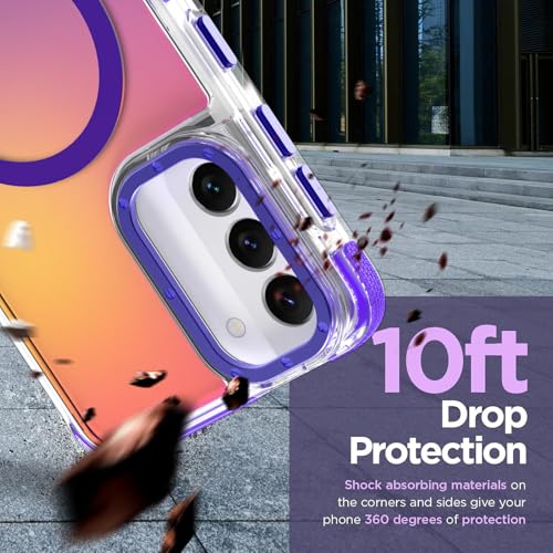 Image of Magnetic Case for Samsung Galaxy S22 Plus [Compatible with Magsafe] [Cute Fashion Fluorescent Design] [1 Screen Protector] Slim Translucent Matte Case for Galaxy S22 Plus 6.6 inch, Purple