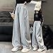 Sweat Pants for Girls Baggy High Waisted Parachute Pants Cute Y2k Straight Wide Leg Joggers Fall Fashion Clothes for Kids Gray