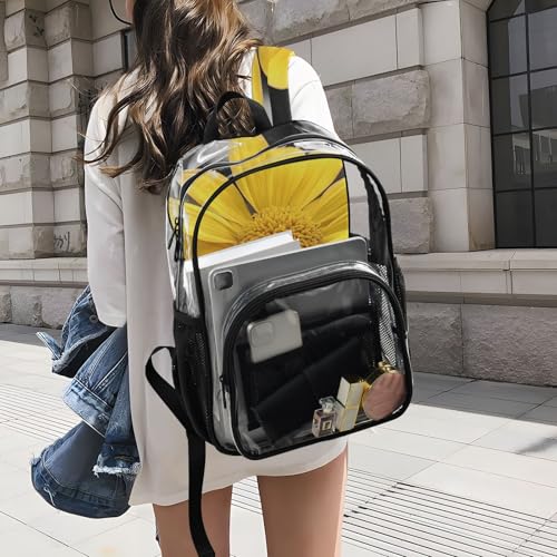 Clear Backpack Flower Butterfly Art, PVC Transparent Bag with Large Capacity for Boys, Girls, Men, Women, See Through Bookbag for School Work College Travel4