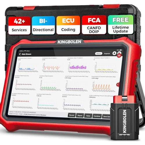 KINGBOLEN K8 PRO Obd2 Diagnosegerät Bluetooth,Alles System Diagnosegerät Auto mit Bi-Direktionale,42+ Dienst Zurücksetzen,ECU-Kodierung,V.A.G-geführte,FCA,CANFD＆DOIP,Lebenslanges Kostenloses Update