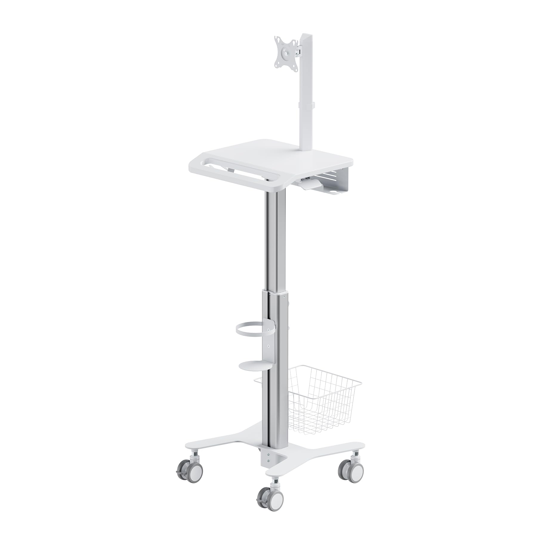 Carro para Equipos médicos con Soporte para Monitor 17"-27", Altura Regulable 80-120 cm