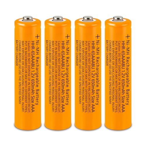 GENYESTAR Ni-MH 1,2 V AAA 650 mAh wiederaufladbare Batterien für Panasonic schnurlose Telefone, Fernbedienungen, Elektronikspielzeug, 4 Stück