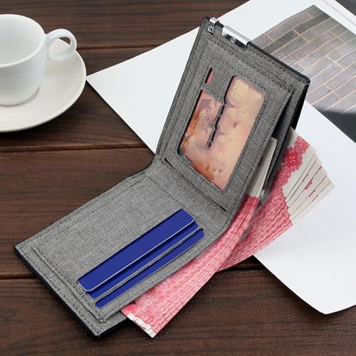 Men's short wallet, large capacity wallet card bag, multi slot ultra-thin zero grip bag (black)3