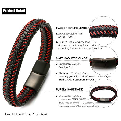 Pulsera de cuero genuino hombre con cierre magnético ajustable miniatura 2