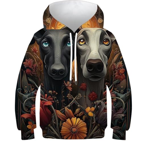 Sweat à capuche enfant 9-11 ans vêtement lévrier 3D sweat-shirt automne fleur