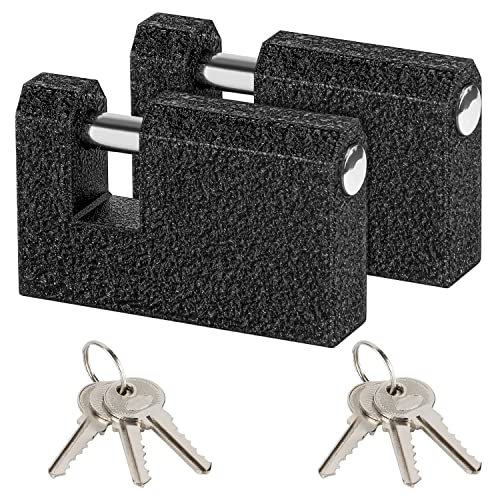 Kurtzy Lot de 2 cadenas avec clé – Verrou de 8 mm – Cadenas anti-effraction en fonte – Grand...