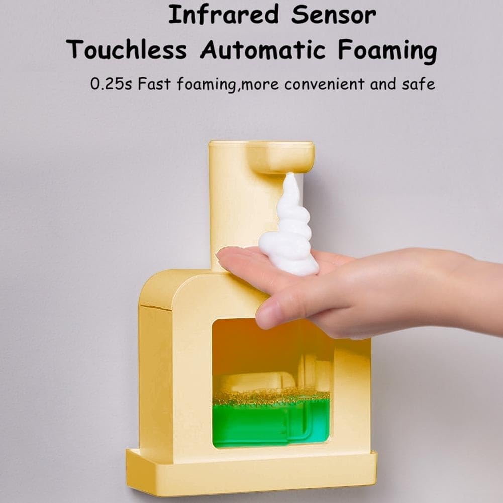 SPORTARC Automatischer Seifenspender für Kinder, niedlicher Haustier-freier Handseifenspender, automatische Sensorik, berührungsloser Schaumseifenspender, USB-Aufladung, 400ml (gelb)