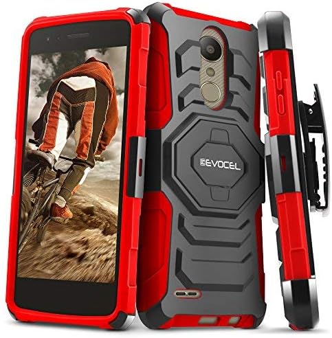 Evocel New Generation Series Phone Case Compatible with LG Aristo 2, LG Tribute Dynasty with Belt Clip Holster and Kickstand, Red