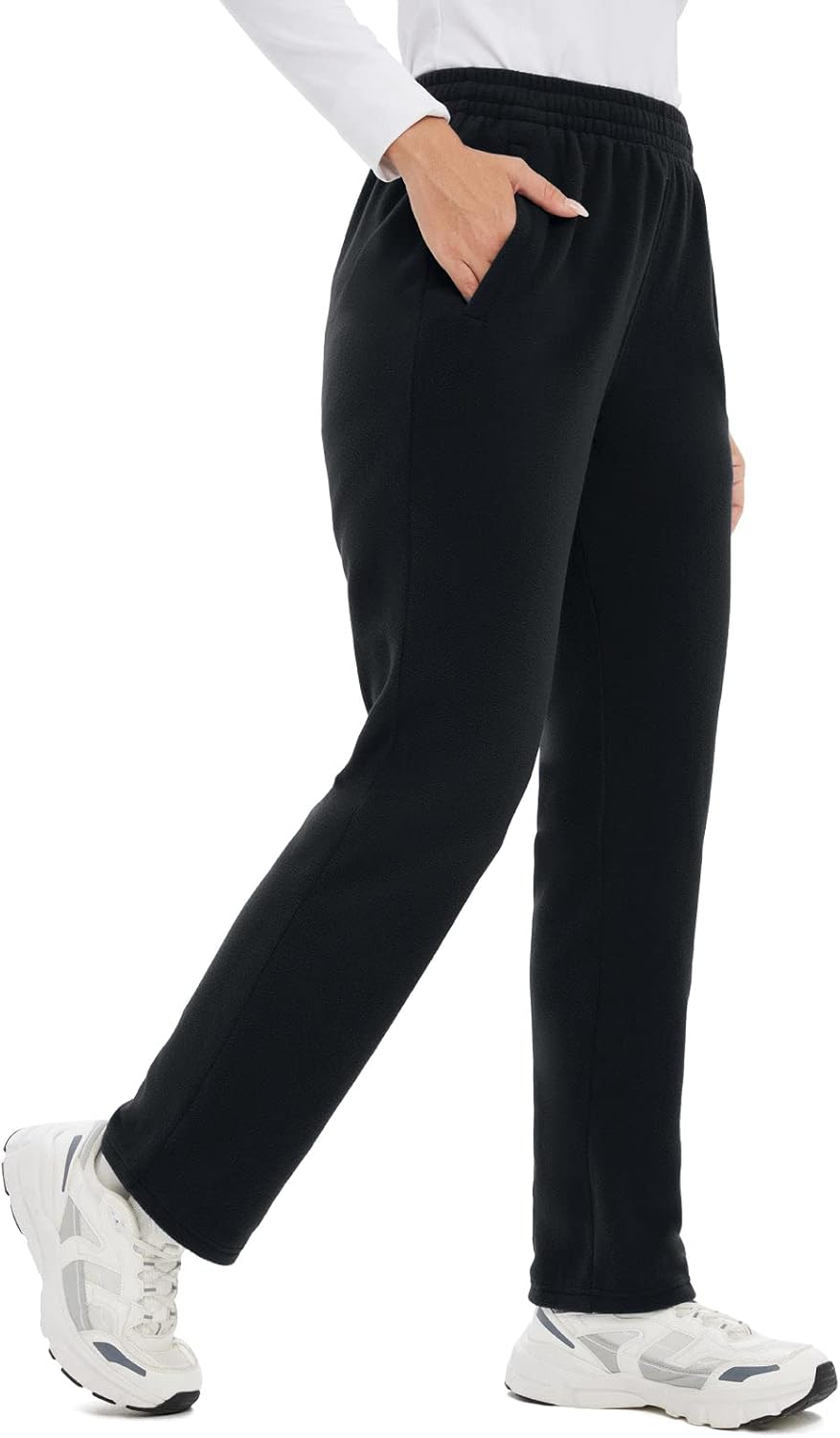 BALEAF Women's Polar Fleece Pants Thermal Cold Winter Lightweight Elastic Waist Sweatpants with Pocket