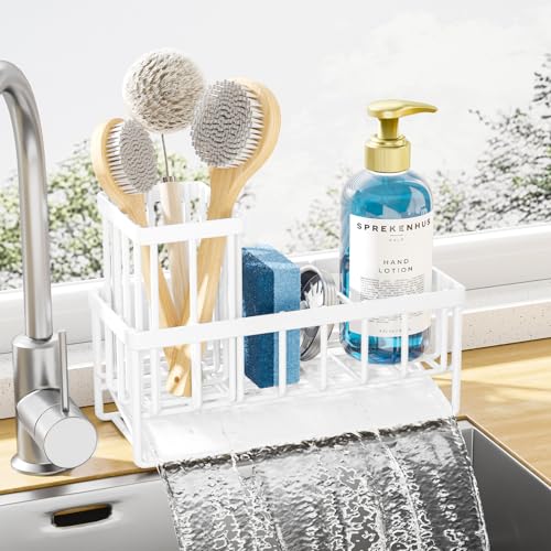 Image of Kitsure Sponge Holder for Kitchen Sink, 7.9 inchx3.7 inchx6.2 inch, White