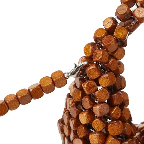 Bolso bandolera pequeño con cuentas de madera blanco miniatura 3
