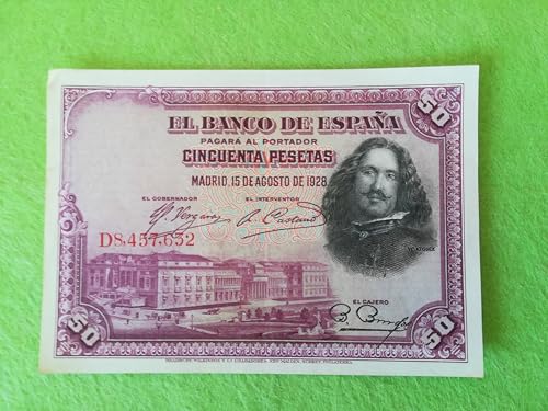 Genérico Billete Antiguo 50 pesetas 1928 Velazquez Banco de España