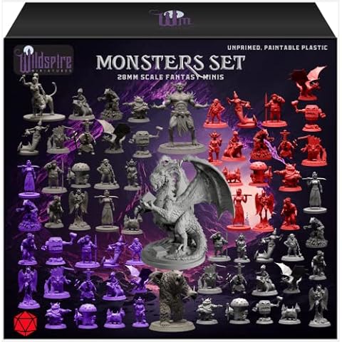 Wildspire Fantasy Miniatures & Bookish Dragon for DND Miniatures Monsters DND 28mm-32mm Bulk Dungeons & Dragons Miniatures D&D Miniatures Monsters DND Minis DND Figures Starter Pathfinder Miniatures Cover
