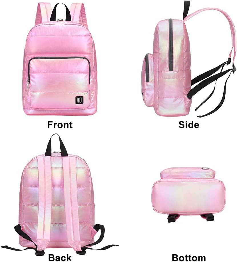 Backpack Purse for Women, Small Quilted Nylon Lightweight Backpack, Water Resistant Iridescent Puffy Casual Daypack | Nylon, Lightweight, Backpack, Water Resistant, Puffy, Casual - Image 4