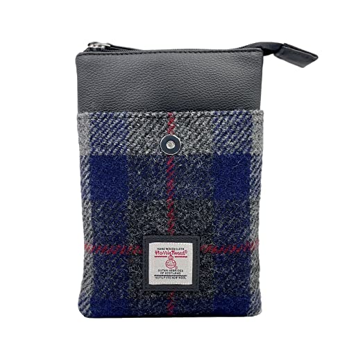 Ladies Mini Crossbody Bag with Adjustable Strap, 100% Harris Tweed & Vegan Leather, 8.27' x 5.31' x 1.18'2