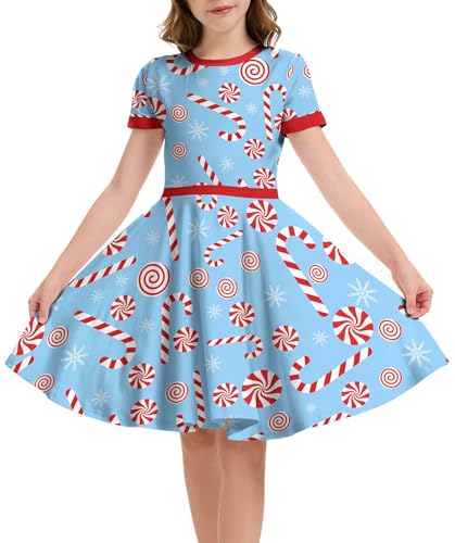 Ainuno Girls Christmas Dress Funny Holiday Outfits,Big Girl 7-14 Years