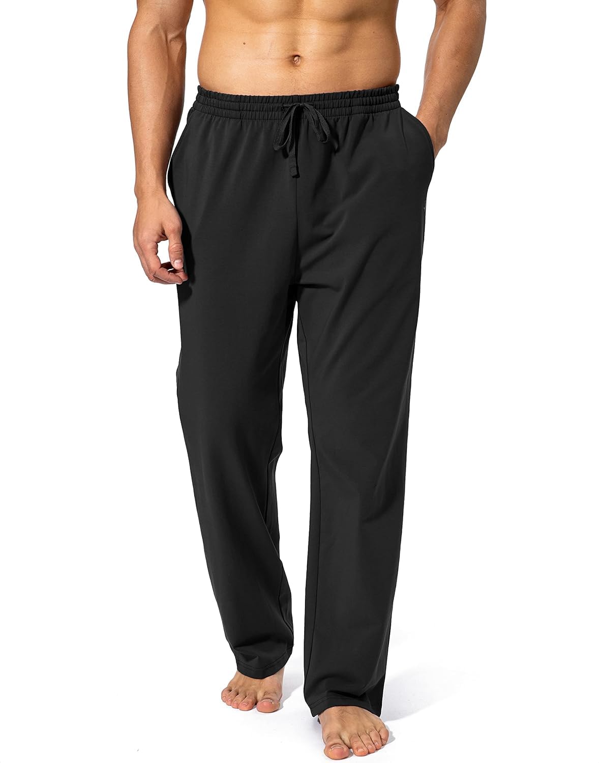 Pantaloni lunghi da jogging da uomo, in cotone, traspiranti, per il tempo libero, da yoga, leggeri, con tasche