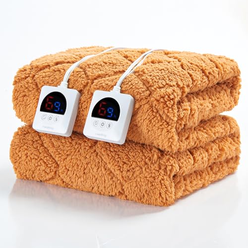 HelaSnug Electric Heated Mattress Pad King Size Heating Mattress Pad Dual Controllers 78x80IN Sherpa Warm Deep Pocket 6 Heat Settings 1-9-Hour Timer Auto-Off Machine Washable Mocha Mousse New Launch