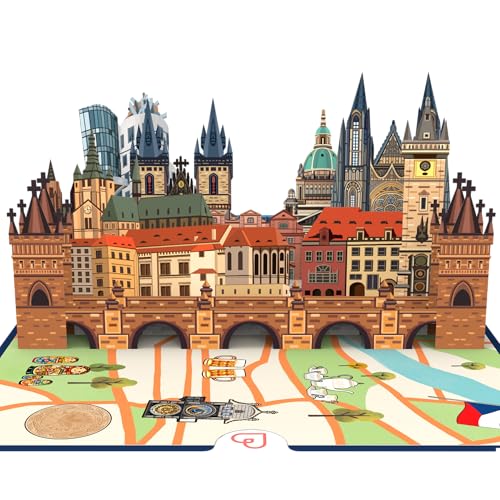 papercrush® Pop Up Karte Prag - Besondere Geburtstagskarte oder Geldgeschenk für Reisekasse, 3D Geschenkkarte oder Hotelgutschein zum Geburtstag, Reisegutschein Prag für einen Städtetrip für 2