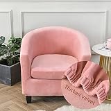 Fansu Velvet Funda de Sillón Elástica Chesterfield, Elegant Color Sólido Funda de Sofá, Universal 2-Piezas Individual Fundas Protector de Butaca para Club, Recepción, Dormitorio (Rosado)