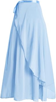 Women Wrap Dance Skirt Girls Long Dance Skirt Ballet Wrap Skirt Dance Skate Over Scarf Skirt Dancewear Light Blue
