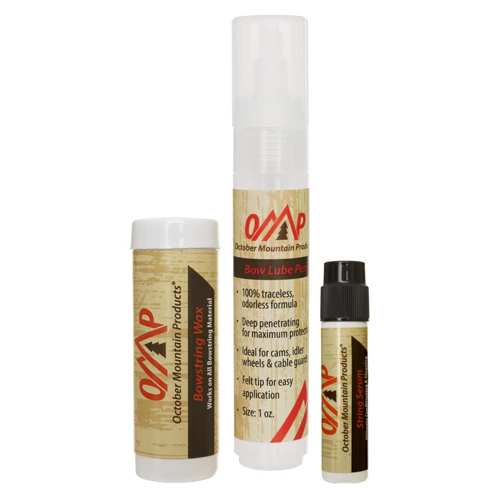 October Mountain Products Bow Care Kit Combo (Bow Lube Pen, 1oz. Wax, String Serum)