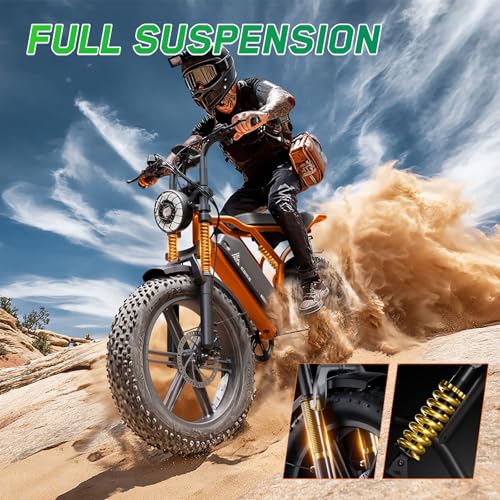 Image of TST Electric Bike for Adults, 1500W Peak Motor 60 Miles Fat Tire Ebike with 48V 15Ah Removable Battery 20 inch Fat Tire Electric Bike, Dual Suspension,R9