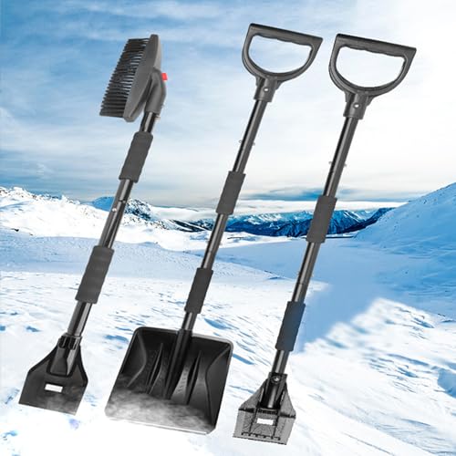 Pelle à neige pliable et grattoir pare-brise anti-rayures télescopique
