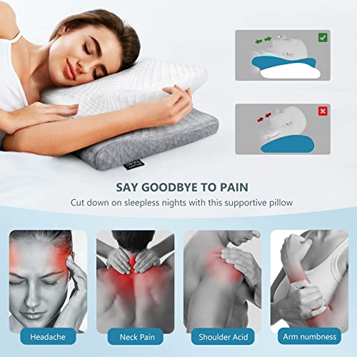 Zamat Adjustable Cervical Memory Foam Pillow, Odorless Neck Pillows For Pain Relief, Orthopedic Contour Pillows For Sleeping With Cooling Pillowcase, Bed Support Pillow For Side, Back, Stomach Sleeper #TOP1