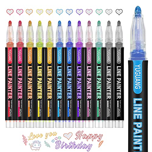 Paint Pens 12 Colors Acrylic Paint Pens for Kid Waterproof Paint Markers for Fabric Wood Rocks Canvas Metal Plastic Ceramic Glass Scrapbooking DIY Craft Making Supplies Quick Dry Acrylic Markers