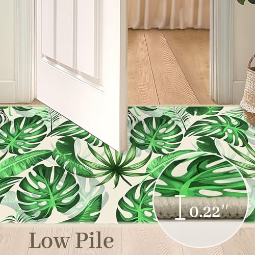 Tapete corredor verde hojas 2x6 ft para pasillos miniatura 4