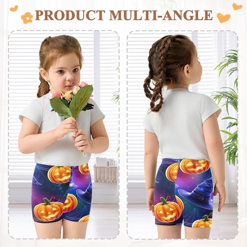 Girls' Biker Shorts Toddler Cotton Shorts for Under Dresses Halloween Pumpkins Summer Clothes 4t4