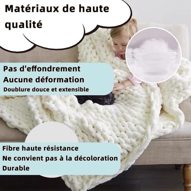 Plaid grosse maille et jeté de canapé design en laine tressée