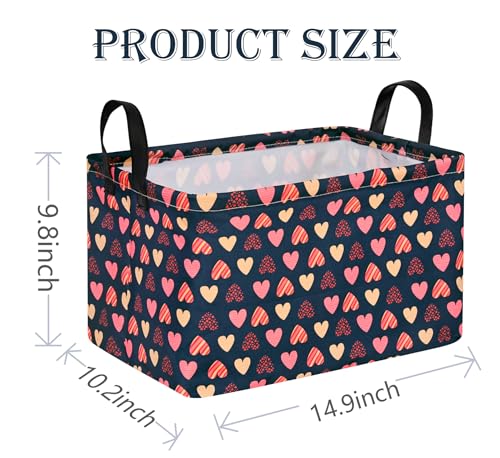 Image of Heart Valentine Gift Love Storage Basket Clothes Laundry Storage Box Shelf Bins, Gift Basket Laundry Hamper with Handles