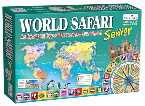 Image of Creative's World Safari Senior| World Geography Learning Game for Kids & Adults| Educational Board Games with World Map, Learn about Countries, Capitals, Continents, GK Quiz, Ages 10+, 2-6 Players