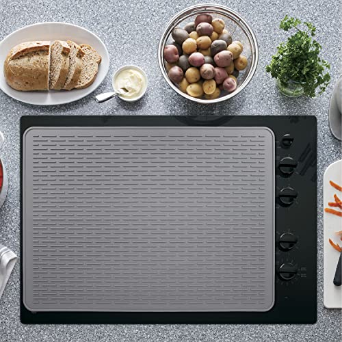 Stove Top Cover for Electric Stove - Silicone Stove Mat for Glass Top, Glass Cooktop Protector, XL Dish Drying Mats For Kitchen,Oven Covers for Electric Stove (Gray,30 x 21)