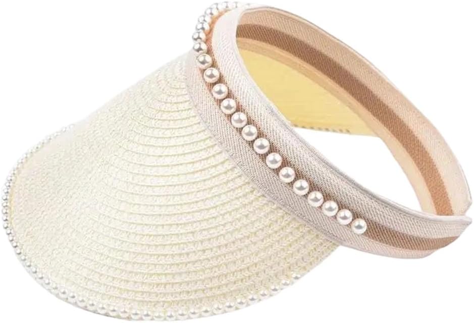 Women's Empty Top Straw Cap Wide Brim Summer Outdoor Travel Beach Visor