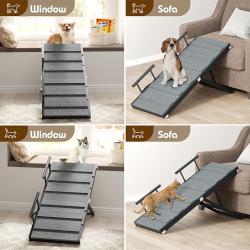 Creso hom rampa para cães para sofá, rampa para animais de estimação com altura ajustável, rampas do