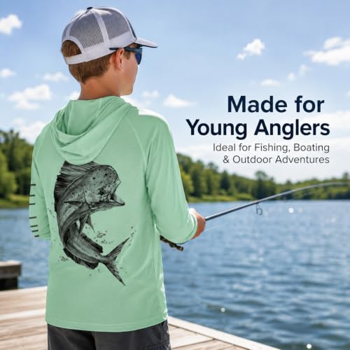 Image of Palmyth Boys Fishing Shirt UPF 50+ Youth Long Sleeve Shirts with Hooded