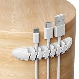 Cord Organizer, Cable Clips Cord Holder, Cable Management USB, Cable Organizers for Car Home and Office 1 PC White 7-Hole
