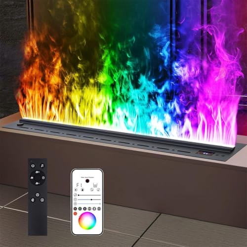 Chimenea eléctrica 3D con 168 colores RGB, aplicación/táctil/control remoto, humidificador de niebla fría, apagado automático, 70 cm