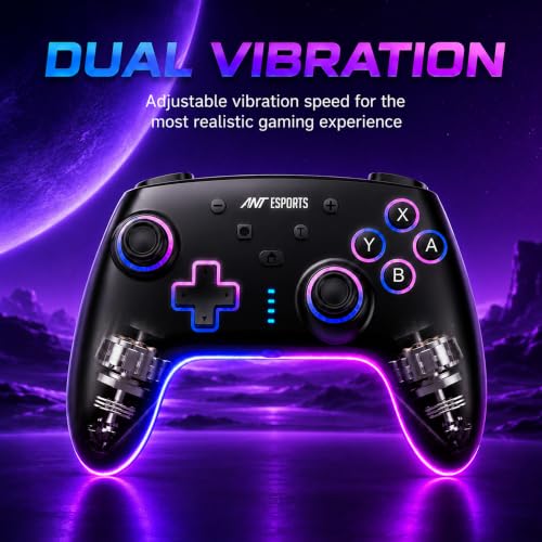 Image of Ant Esports SupernovaLite Wireless Gaming Controller for PC|Android,iPhone,iPad&Smart TV with Bluetooth Connectivity|Turbo Function|Dual Vibration|RGB Lighting||Macro Controlsand 1-Year Warranty-Black