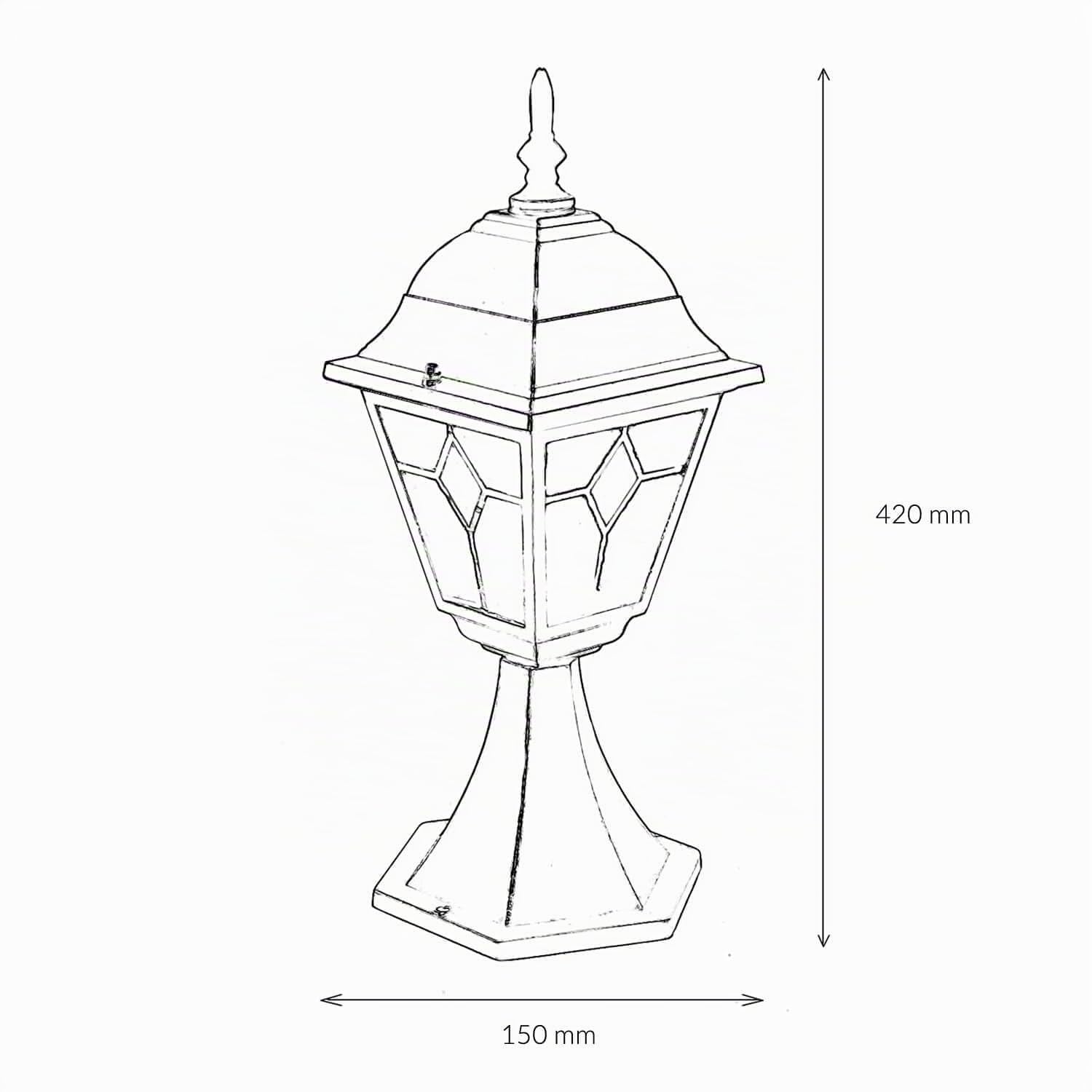 Licht-Erlebnisse Lámpara de pie de exterior sobremuro de cristal de cobre antiguo A:42cm E27 Lámpara de Pedestal Iluminación de terraza balcón jardín