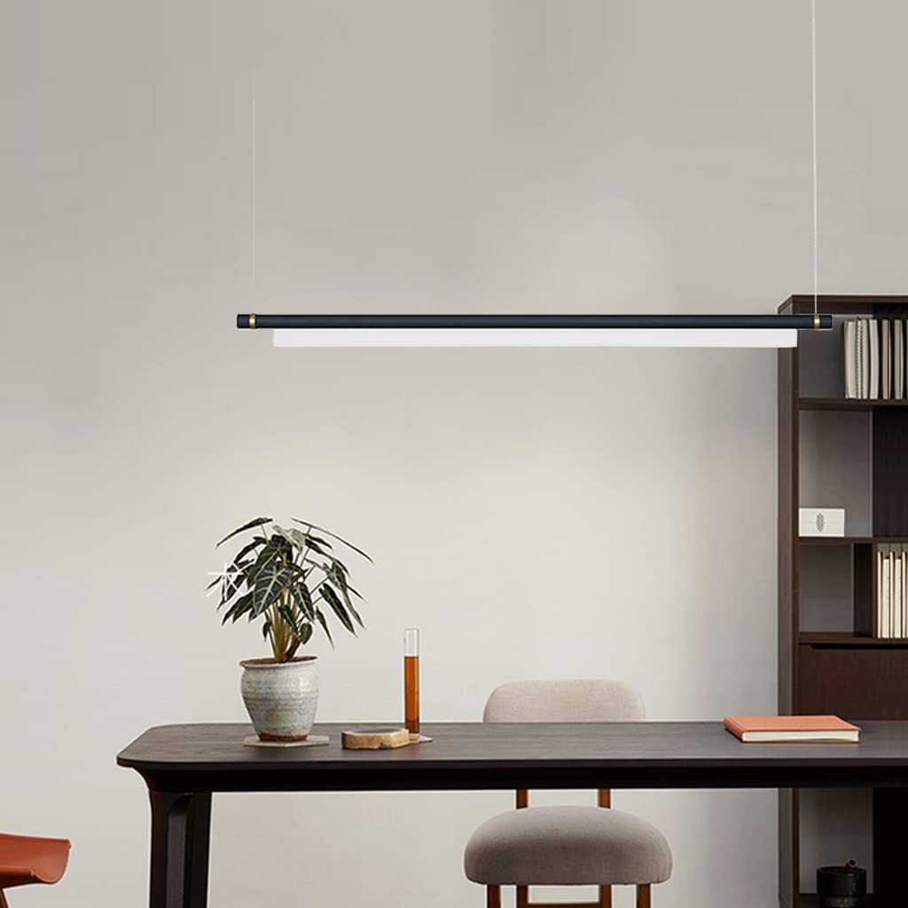 Lampada a sospensione a LED Tavolo da pranzo Striscia Lampada a sospensione Lampada a sospensione regolabile in altezza 6000K Lampadario in metallo a luce bianca Cucina Isola Bar Sala da pranzo