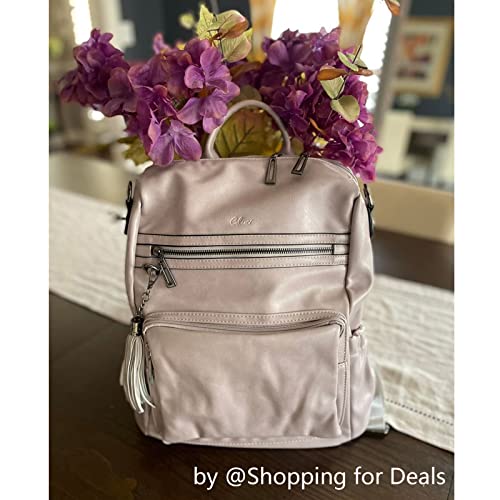 Image of Backpack Purse for Women Fashion Leather Designer Travel Large Ladies Shoulder Bags with Tassel Pink