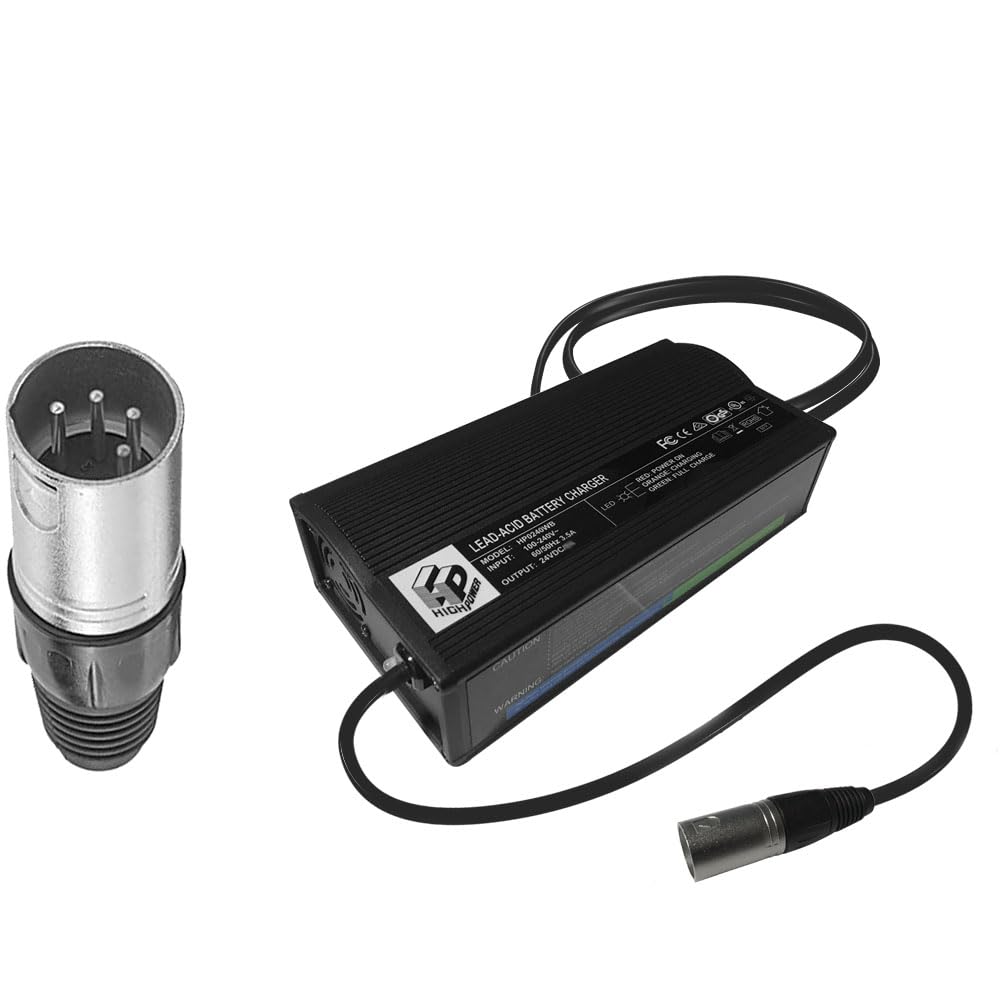Powatechnic Cargador de gel AGM de plomo ácido para scooter Rascal, Mega Lite, Liteway 8, 24 V, 7 A, 4 pines, HP0240WB, PF2406T, movilidad eléctrica, batería, DT02058, DT04087
