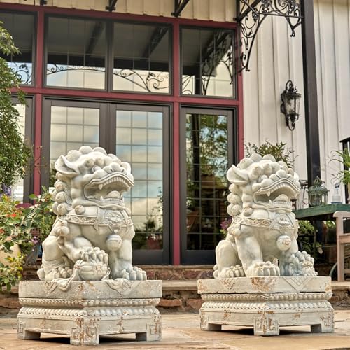 Zaer Ltd. Set of 2 Traditional Fu Dog Garden Statues...
